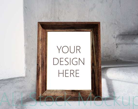 Empty Wooden Frame Styled Stock Photography Digital Frame Mockup Wood Mockup Styled Wooden