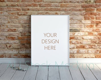 Download Free Brick Wall Background Frame Mockup Minimal Mockup Frame Vertical Frame Vertical White Frame Allstock 3d Wooden Logo Mockup PSD Mockup Template