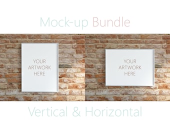 Vertical Horizontal Mockup, brick background frame, brick wall frame, brick wall mockup, wall mockup frame, brick wall