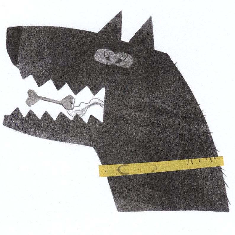 Stencil Print Gray Dog Original Art Wall Poster Limited | Etsy