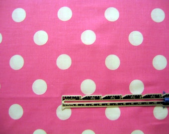 Polka Dot Fabric Pink White Cotton By the Yard 36 Inches Long