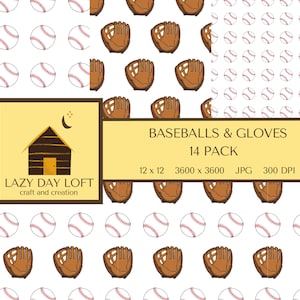 Baseball Digital Paper, Baseball Glove Digital Paper, Sports Theme Digital Paper, Sports Digital Paper, Printable Baseball Digital Paper