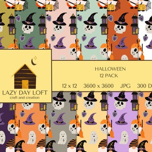 Carta digitale di Halloween, Carta per album, Senza soluzione di continuità, Download istantaneo, Stampabile, Carta digitale per le vacanze, 300 dpi