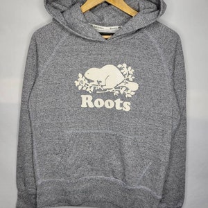 Roots Canada Salt & Pepper Gray Full Zip Beaver Logo Hoodie Sweatshirt  Women Xs