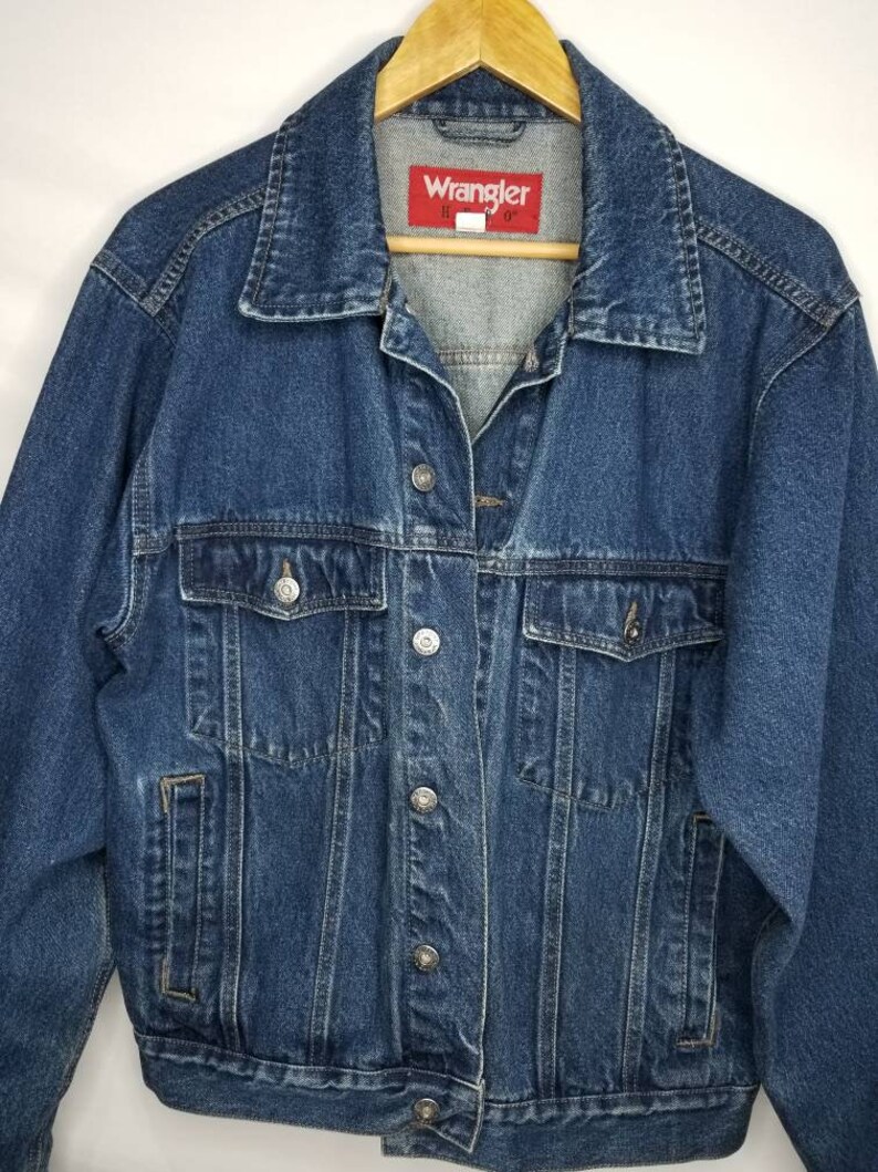 Vintage Wrangler Hero Denim Jean Jacket Size Medium Mens Button Up Blue