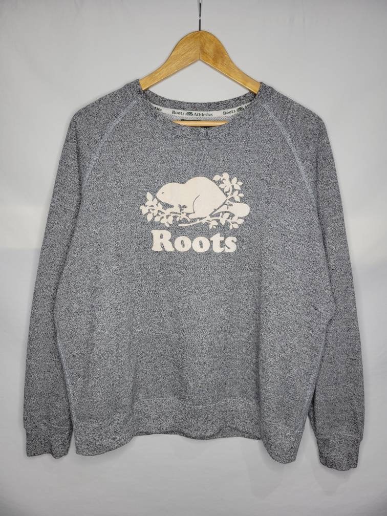 Roots Canada Salt & Pepper Gray Full Zip Beaver Logo Hoodie Sweatshirt  Women Xs