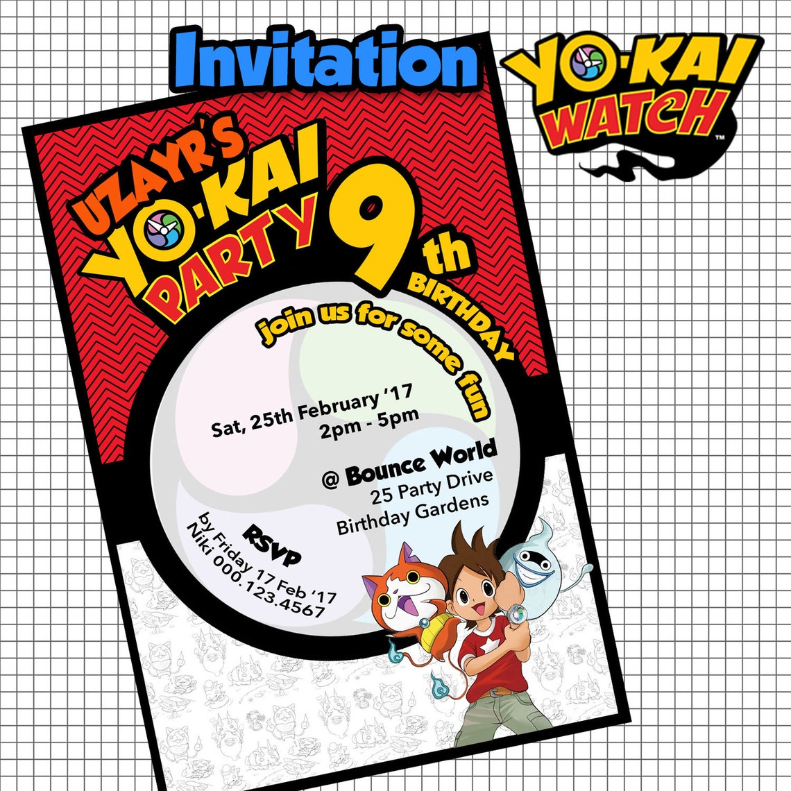 Yokai Watch Personalized Invitation - Etsy
