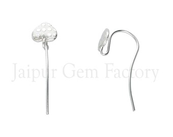 Sterling Silver Heart Ear Wire , 925 Ear Hooks 25x11 mm / price per pair