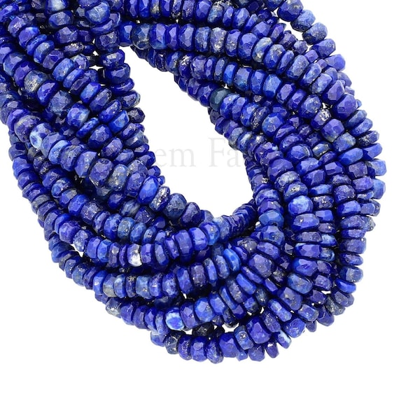 0.8 - 1.0mm Drill Hole |  4 - 4.5mm Natural Lapis Lazuli Faceted Rondelle Beads