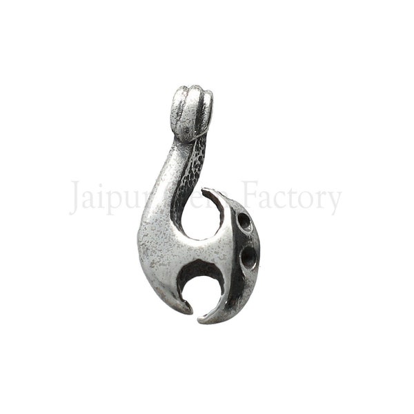 Sterling Silver Tribal Maori  Fish Hook  Pendant 23x11.5 mm