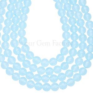 Sky Blue Jade Gemstone Grade AA Blue Round 6mm Loose Beads 15 Inch Full Inch Strand