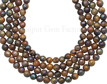 6mm Mystic Coated Tiger Eye Faceted Round Beads 15" inches inch Strand