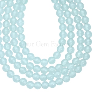 6mm Jade Beads Dyed Aqua Blue Jade Beads Grade A Natural Gemstone Jewelry Supplies Smooth Round Natural Rondelle Loose Beads 15 Inch Strand