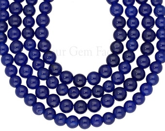 10mm 1V-16 15 Blue Glass Beads with Dark Blue Veins