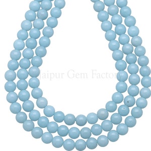 AAA Grade High Quality Natural Blue Angelite 6mm Smooth Gemstone Round Loose Beads 15&quot; Strand