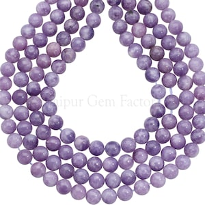 8mm Grade AA Genuine Natural Purple Lepidolite Smooth Round Beads 15&quot; inches inch Strand