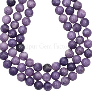 Genuine Natural Grade A Gemstone Round Loose Beads 10MM Purple Lepidolite Smooth Round Beads 15 inches inch strand