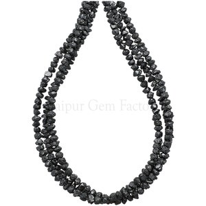 Black Diamond Beads: 3-4mm Rough Gemstone Nuggets, 14 Inch Strand