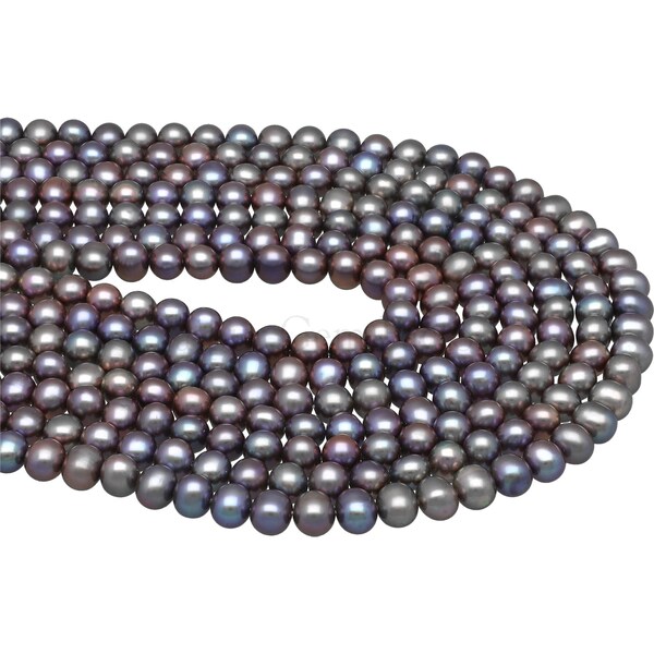 6mm - 7mm Peacock Pearl Beads | Fresh Water Pearl 15 inch strand | Button Potato Pearls