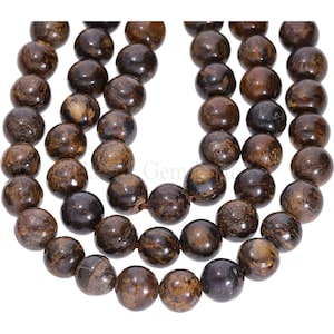 10mm Smooth Round Bronzite Bead 15&quot; Strand, AAA Quality Bronzite Gemstone for Jewelry Making Bracelet