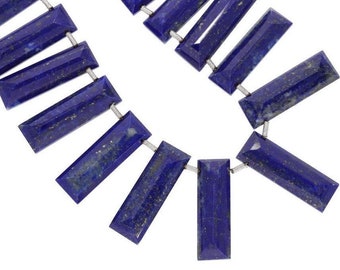 Faceted Lapis Rectangle Beads 20x7-21x8 mm.