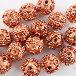 Antique Copper Round Shape TierraCast Beads, 8 Piece Set, Real Copper Metal Beads For Necklaces Bracelets, Vintage Beads DIY Craft Supplies