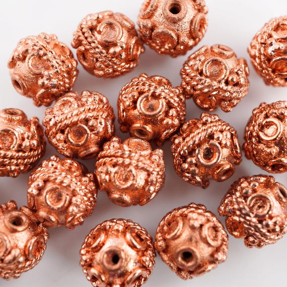 Antique Copper TierraCast Beads: Round DIY Jewelry Supplies (8 Piece Set)