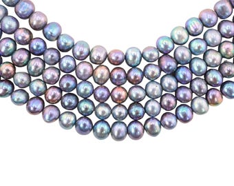Peacock Freshwater Pearl Beads: Potato Shape, Jewelry Making (8x7mm, 16 Inch Strand