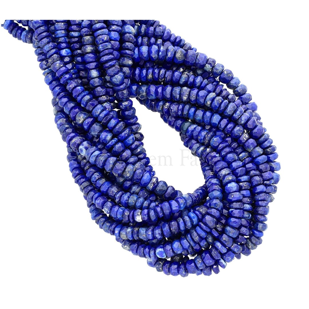 0.8 1.0mm Drill Hole 4 4.5mm Natural Lapis Lazuli Faceted Rondelle