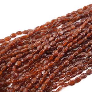 AAA++Top Grade Quality Precious Hessonite Smooth Oval Shape Gemstone Beads, 15 inches Strand Beads, For Jewelry Making Beads, Size - 10x6 MM