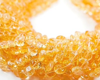 AAA Citrine Coin Beads: Smooth Yellow Gemstone Beads Strand (7.5x7.5mm) Ships from USA
