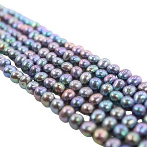 7 - 6 - 5 MM Beautiful Peacock Near Round Freshwater Pearls Beads Jewelry Making Craft Supplies, High Luster Peacock Freshwater Pearl Beads
