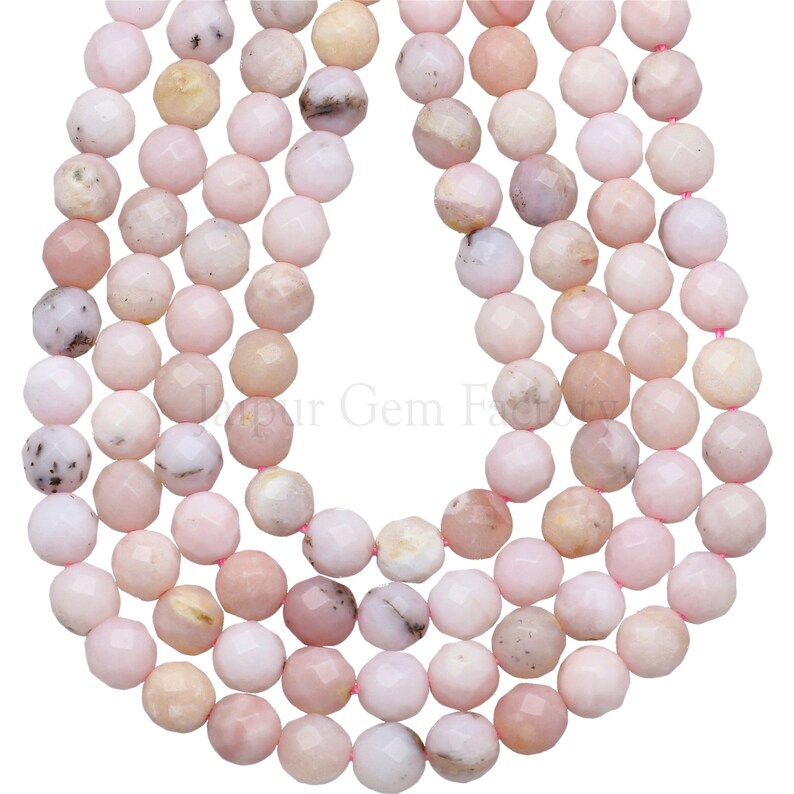 6mm Pink Opal Faceted Round Beads 15 inch strand