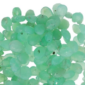Natural Green Chrysoprase Faceted Pear Beads, 10x7-13x9 mm | Chrysoprase Briolette Bead For Jewelry Making Craft Supplies