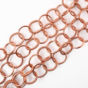 6 Feet Antique Copper Chain by Foot, Twisted Round Cable Link Chain for Necklace Bracelet Making, Antique DIY Supplies, Copper Bulk Chain