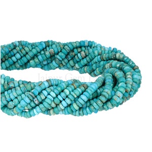 0.8 - 0.9mm Drill Hole | 4 - 4.5mm Natural Kingman Mine Turquoise Faceted Rondelle Beads