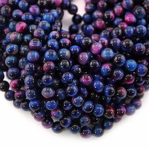 8 MM Galaxy Tiger Eye Smooth Round Beads 15 Inches AAA Quality Beads Strand
