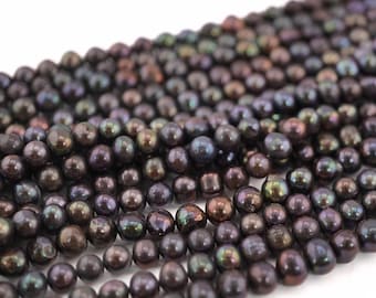 Peacock Freshwater Pearl Strand: 6mm Potato Beads for Jewelry Making