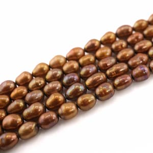 8x6 MM Golden Oval Freshwater Pearls Beads Natural Pearls for Jewelry Making Genuine Yellow Pearls Strand Wholesale Real Pearls Tribal Beads