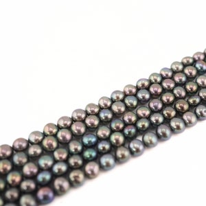 6 x 5 MM Beautiful Peacock Round Freshwater Pearls Beads Jewelry Making Craft Supplies, High Luster Pearl Beads