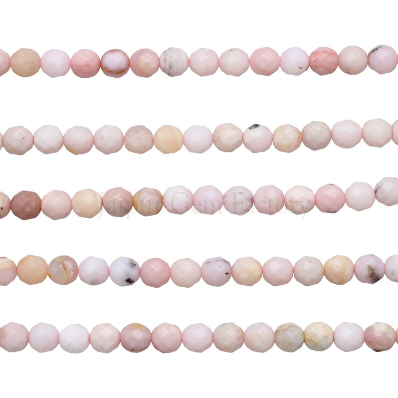 6mm Pink Opal Faceted Round Beads 15 inch strand