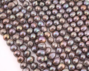Gray Peacock Freshwater Pearl Beads: Potato Nugget Jewelry Supply