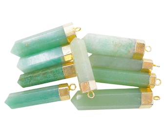 Natural Green Aventurine Quartz Bullet Faceted Point Hexagonal