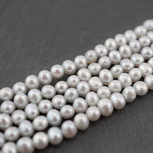 3 - 4 MM Sky Blue Round Freshwater Pearls Beads Jewelry Making Supply