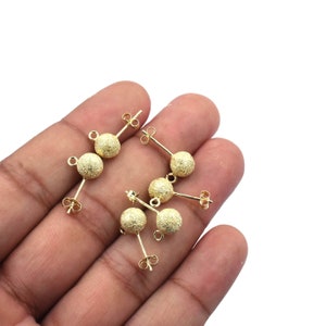 Stardust Ball with Open Loop 7 mm Sterling Silver Post Earring Sold by 1 Pair Gold Plated Ball Earring Posts With Loop Findings