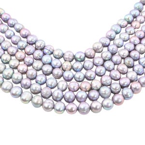 8 x 7 MM Peacock Near Round Freshwater Pearls Beads Jewelry Making Supply, High Luster Pearl Beads