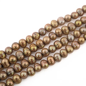 WHOLESALE 9x7-8x6 MM Golden Potato Freshwater Pearls Natural Light Copper Color Pearls Full strand Genuine Gold Pearls for Sale Tribal Beads