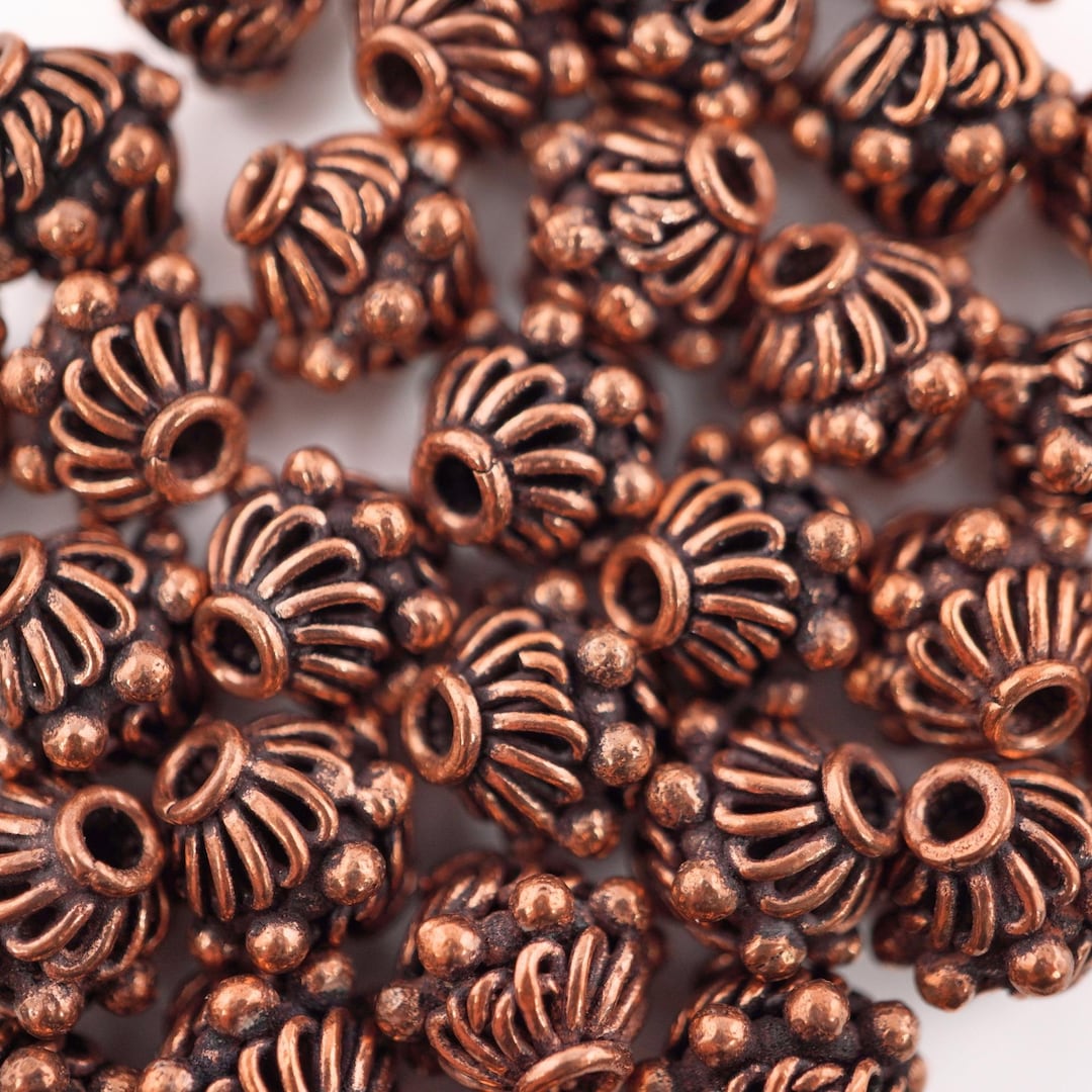 Real Copper Rondelle Shape Bali Beads, 20 Pcs Set, Antique Copper ...