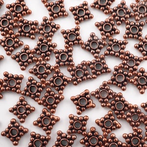 185 Antique Copper Daisy Spacer Beads: 5mm Boho Jewelry Supplies