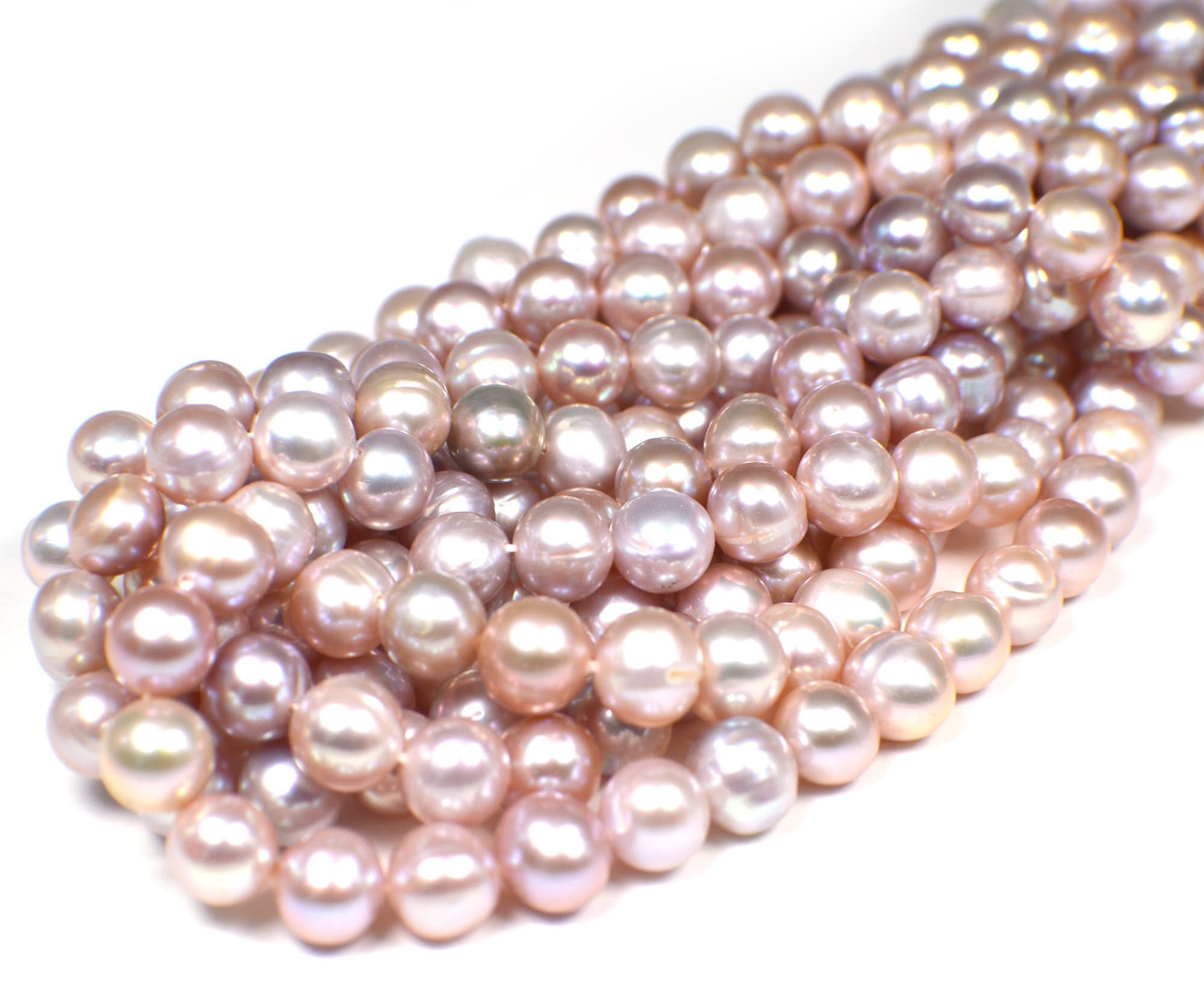 Natural Pink Lilac Blush Shell Bead Bracelet fits Wrist 7 Inch 